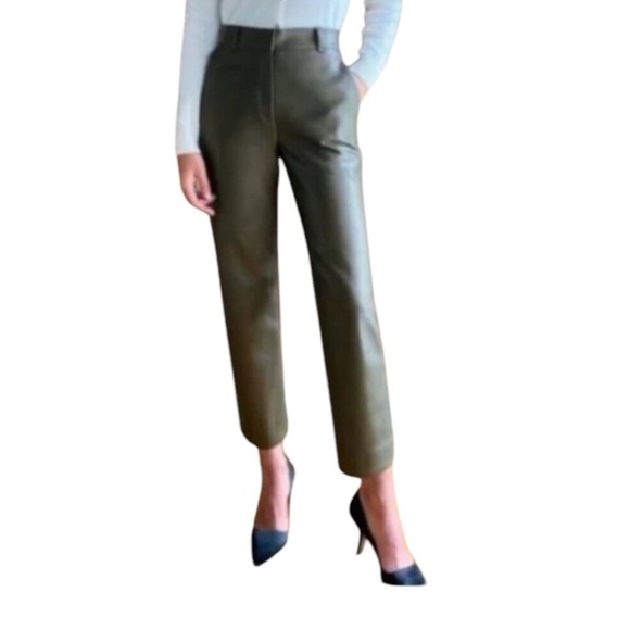 Aritzia Pants - Aritzia Babaton Command Cropped Vegan Leather Pants-Olive Green- Size 6